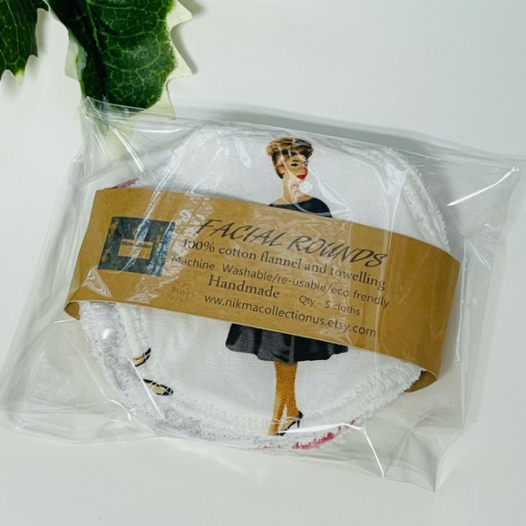 5 pc Cotton Reusable Makeup Remover Pads Wipes Washable Facial Rounds Handmade4” - Picture 5 of 11